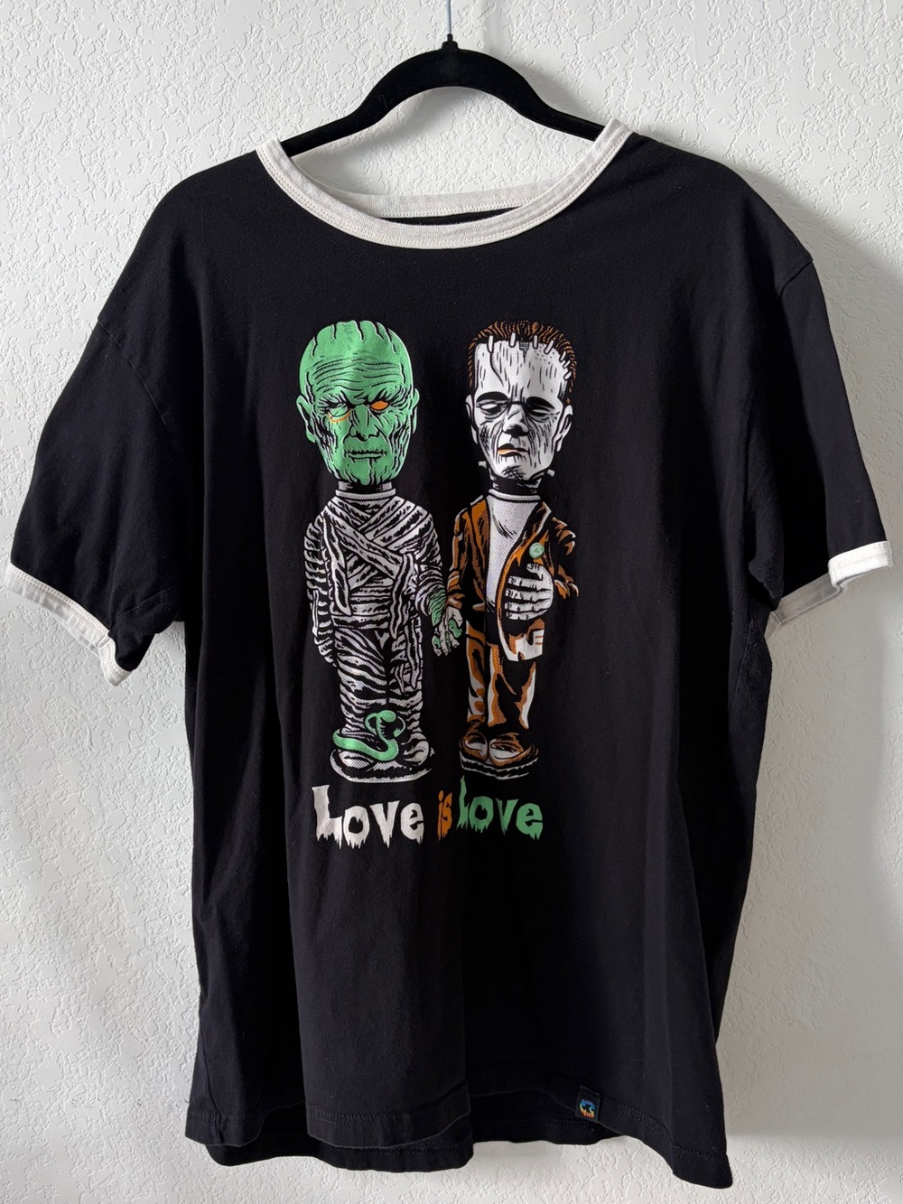 CREEPY CO LOVE IS LOVE FRANKENSTEIN MUMMY MONSTER RINGER TEE HALLOWEEN HORROR XL